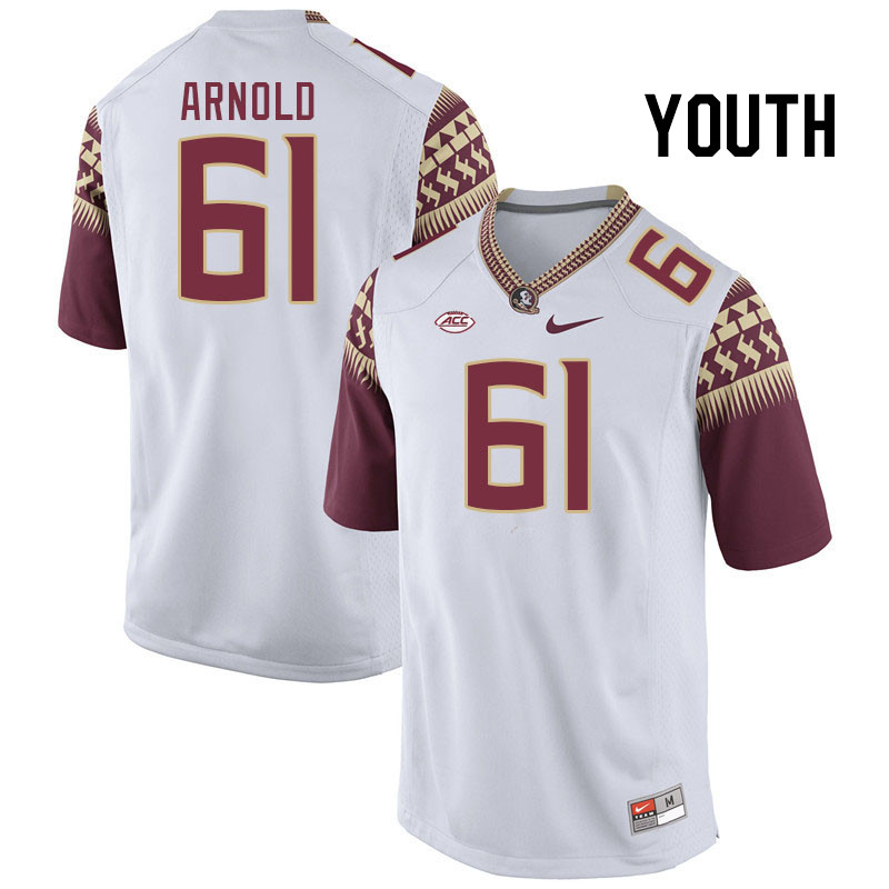 Youth #61 Mason Arnold Florida State Seminoles College Football Jerseys Stitched Sale-White - Click Image to Close